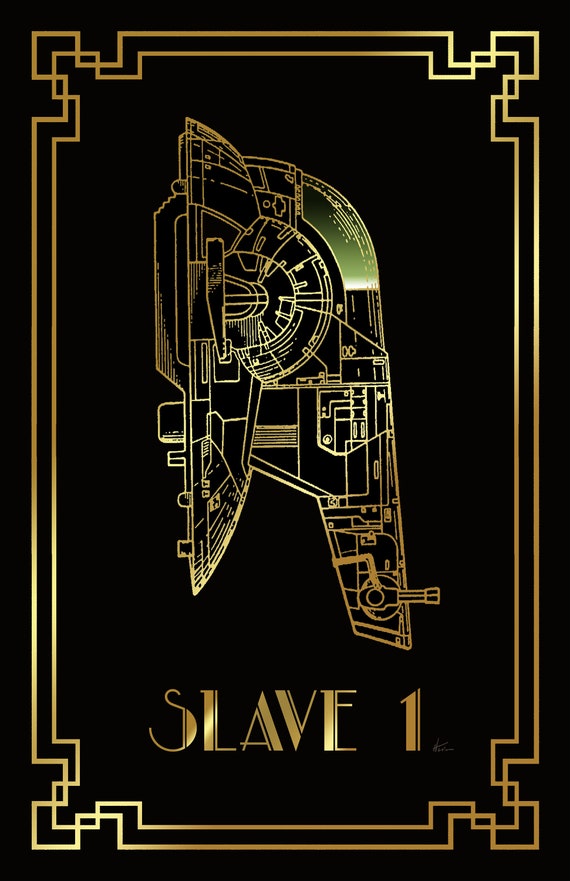 valuta niet voldoende Vervolgen Star Wars Slave 1 Art Deco Blueprint Art the Mandalorian - Etsy