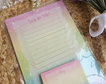Pastel Rainbow Notepad Set: To-Do List & Sticky Notes
