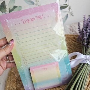 Rainbow Notepad set/Cute stationary/Gift Ideas for her/Valentine&#39;s gift/Office stationary/organization/sticky notes/writer gift