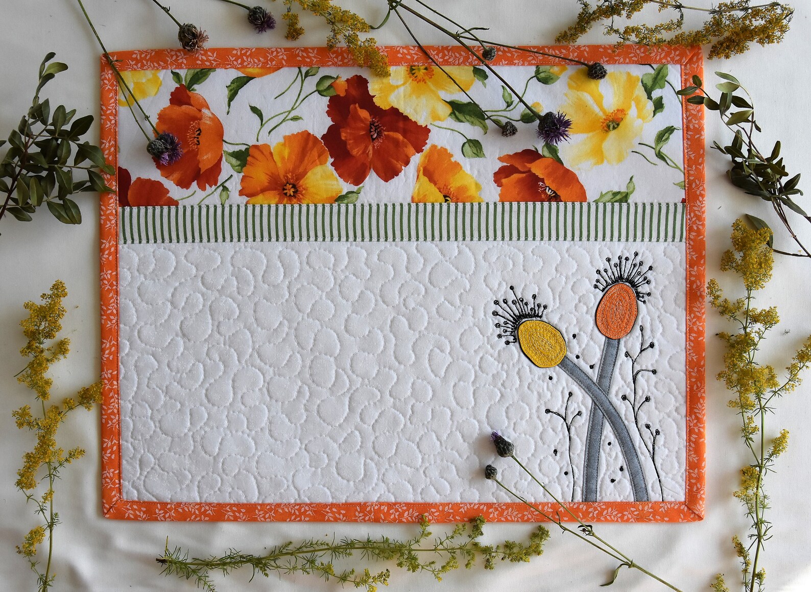 Set of Decorative Pillows Flower Cushion Applique Placemats Etsy