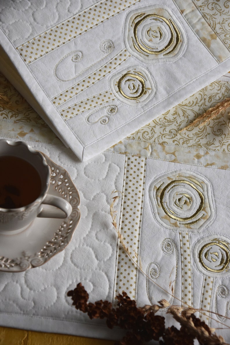 Placemats Linens Metallic Threads Luxury Placemats Roses Etsy