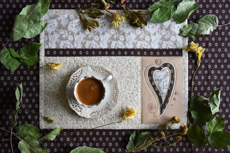 Placemats Kitchen Linens Heart Applique Kajura Design Quilt Etsy UK