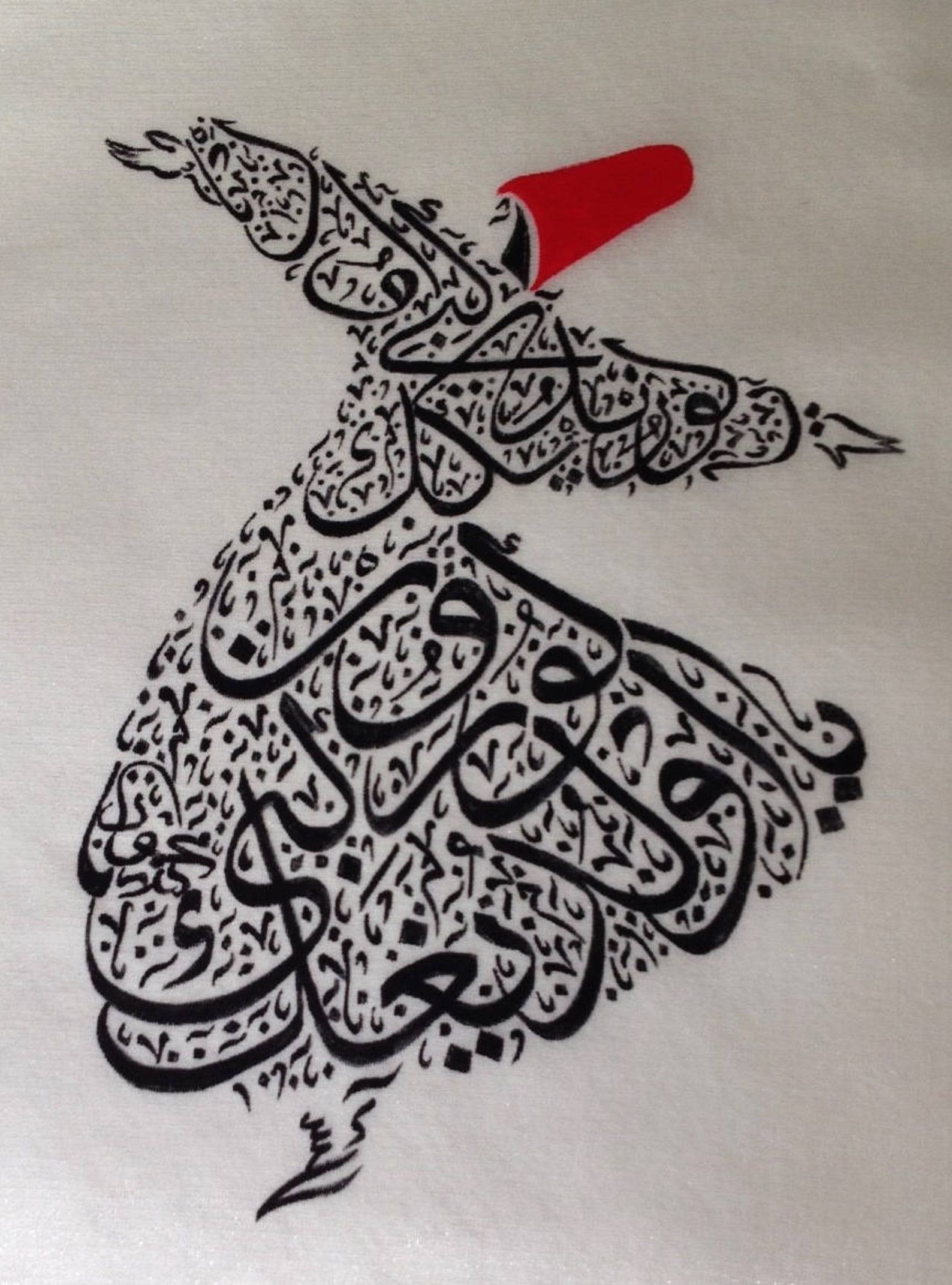 Rumi Art Semazen Whirling Dervish Rumi Hand Paintedottoman Etsy