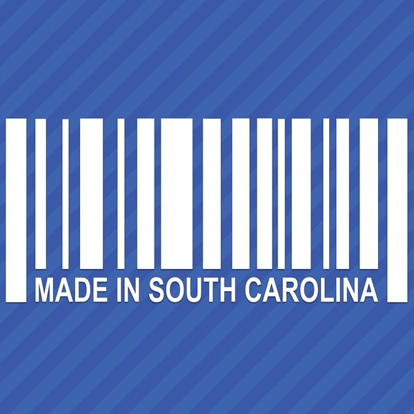 Made In South Carolina Barcode Vinyl Decal Sticker