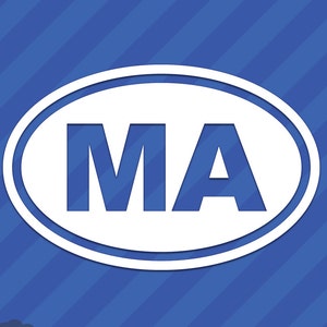 Massachusetts MA Oval Vinyl Decal Sticker
