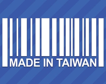 Made In Taiwan Barcode Vinyl Decal Sticker