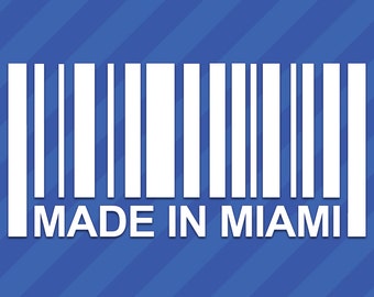 Made In Miami Barcode Vinyl Decal Sticker Florida