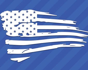 American Flag Distressed Tattered Vinyl Decal Sticker