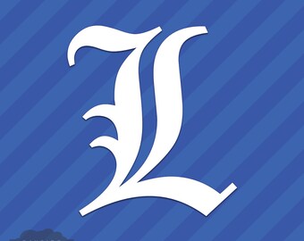 Old English Letter L Initial Vinyl Decal Sticker Diploma Font
