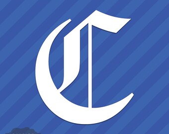 Old English Letter C Initial Vinyl Decal Sticker Diploma Font