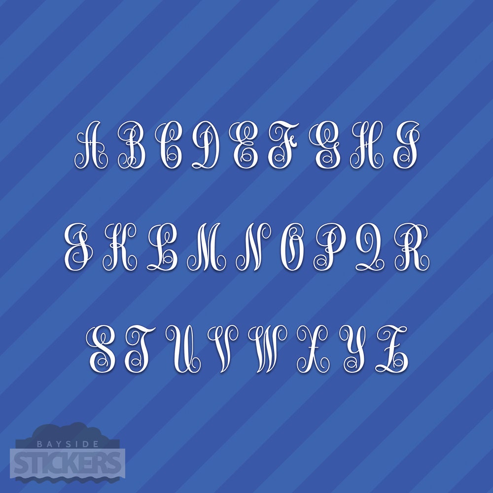 Vine Interlocking Monogram Letters Initials Vinyl Decal Sticker - Etsy