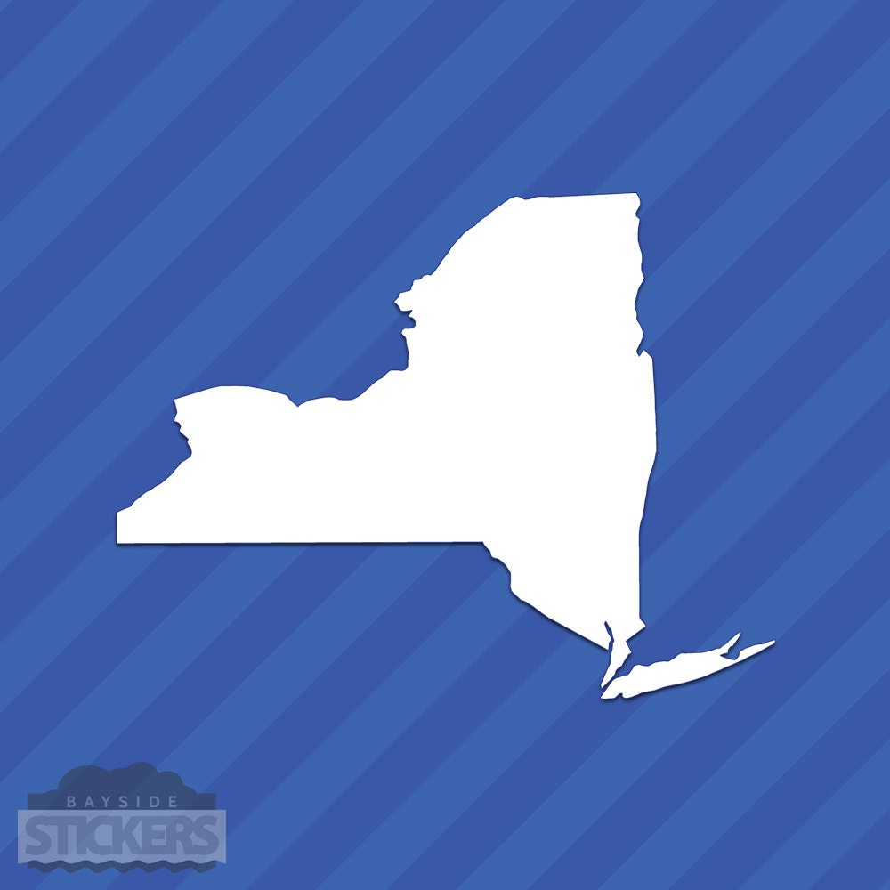 New York State Shaped Flag Sticker Self Adhesive Vinyl...