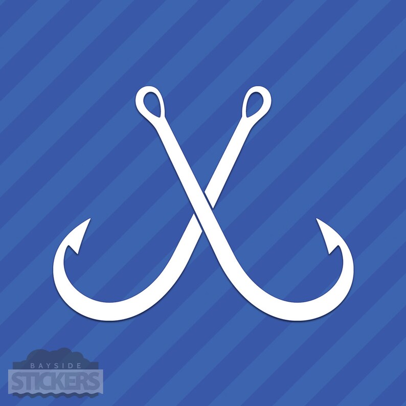 Crossed Fishing Hooks Vinyl Decal Sticker Deep Sea Boat Anchor Etsy