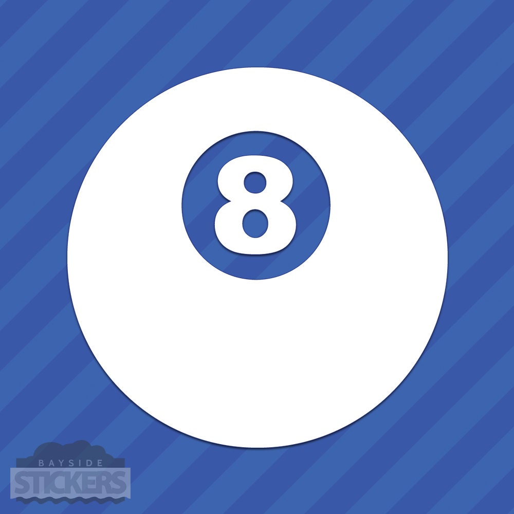 8 Ball Decal - 2 Pack Billiard Pool Ball Sticker - Choose Color Size