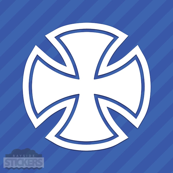 Round Maltese Cross Vinyl Decal Sticker Knights Iron Templar