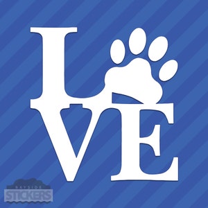 Love Pawprint Paw Vinyl Decal Sticker Pets Adopt