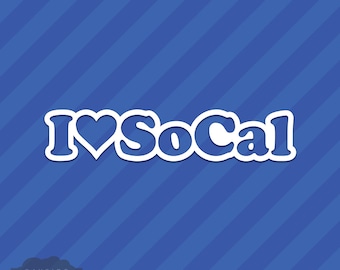 I Love SoCal Heart Vinyl Decal Sticker Southern California Los Angeles San Diego Cali