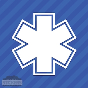 EMS Symbol Outline Vinyl Decal Sticker Paramedic Nurse EMT Star Of Life Emergency Medical Service