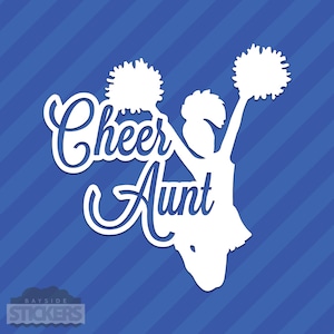 Cheer Aunt Vinyl Decal Sticker Cheerleading Squad Sports School Spirit
