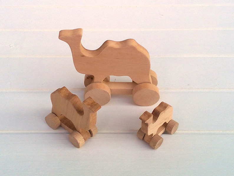 Wooden toys on wheels Camel
