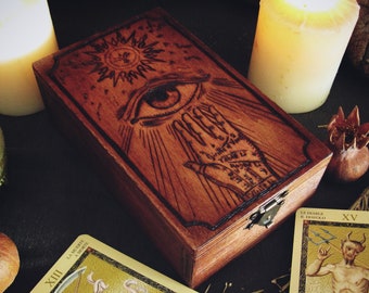 Wood burned box - The Seer - TAROT series