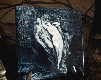 Ceramic Tile Decor - Paolo and Francesca (Gustave Doré), DIVINE COMEDY -