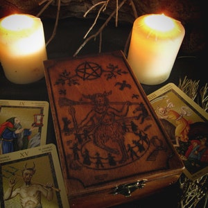 Wood burned box - Witches' Sabbath - TAROT series