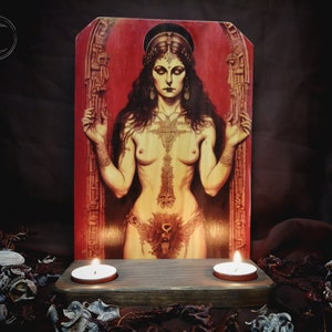 Ritual Altar, Candle holder, Lilith,  Sumerian Goddess, Ishtar, Inanna, Mesopotamian goddess,