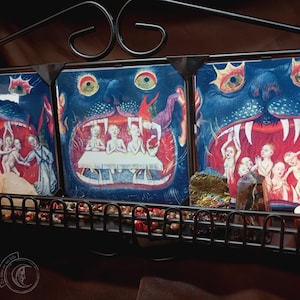 Repisa de forja - Boca del infierno - SET decoración infernal, azulejos cerámicos, estante, altar, satán, arte iluminado,