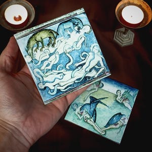 2x Piastrelle decorative in ceramica - Demoni medievali IV -