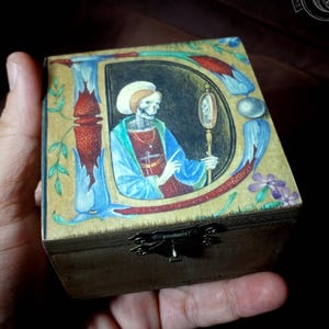Small Wooden box - Lady Death - memento mori, gothic decor, esoteric gift, dark academia, vanitas art, medieval death, occult decor,