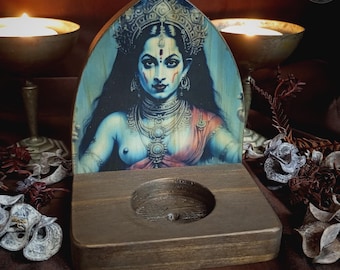Maha Kali Candle Holder, Kali Ma, Spiritual Candleholder, Goddess Kali Meditation Decor, Kali Puja, Hindu Goddess Altar Decor, hindu decor,