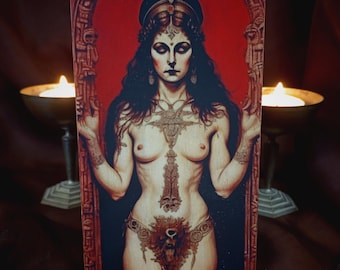 Lilith goddess,  tarot box, wooden tarot box, Lilith tarot, evil goddess, sumerian goddess, tarot card box, tarot deck box, jewelry box,
