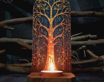 Tree of Life III, Handmade Wall Candle Holder – Art Nouveau, Cottagecore, Mystical, Rustic, Spiritual Decor – Candles, Wisdom, Ritual, Altar