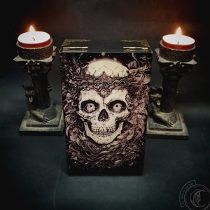 Death Tarot Box, handgemachte Schmuckschatulle, Gothic Dekor, Geschenk, Memento Mori, Mystik, Hexe, Totenkopf, Okkultismus, Göttin, Santa Muerte