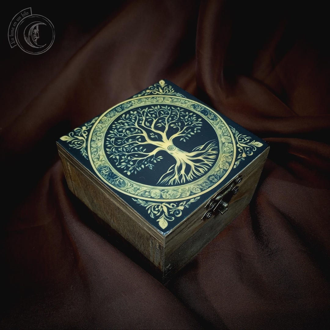 Wisdom Tree - Small Wooden Box, Jewelry Box, Ring Storage, Occult Decor ...