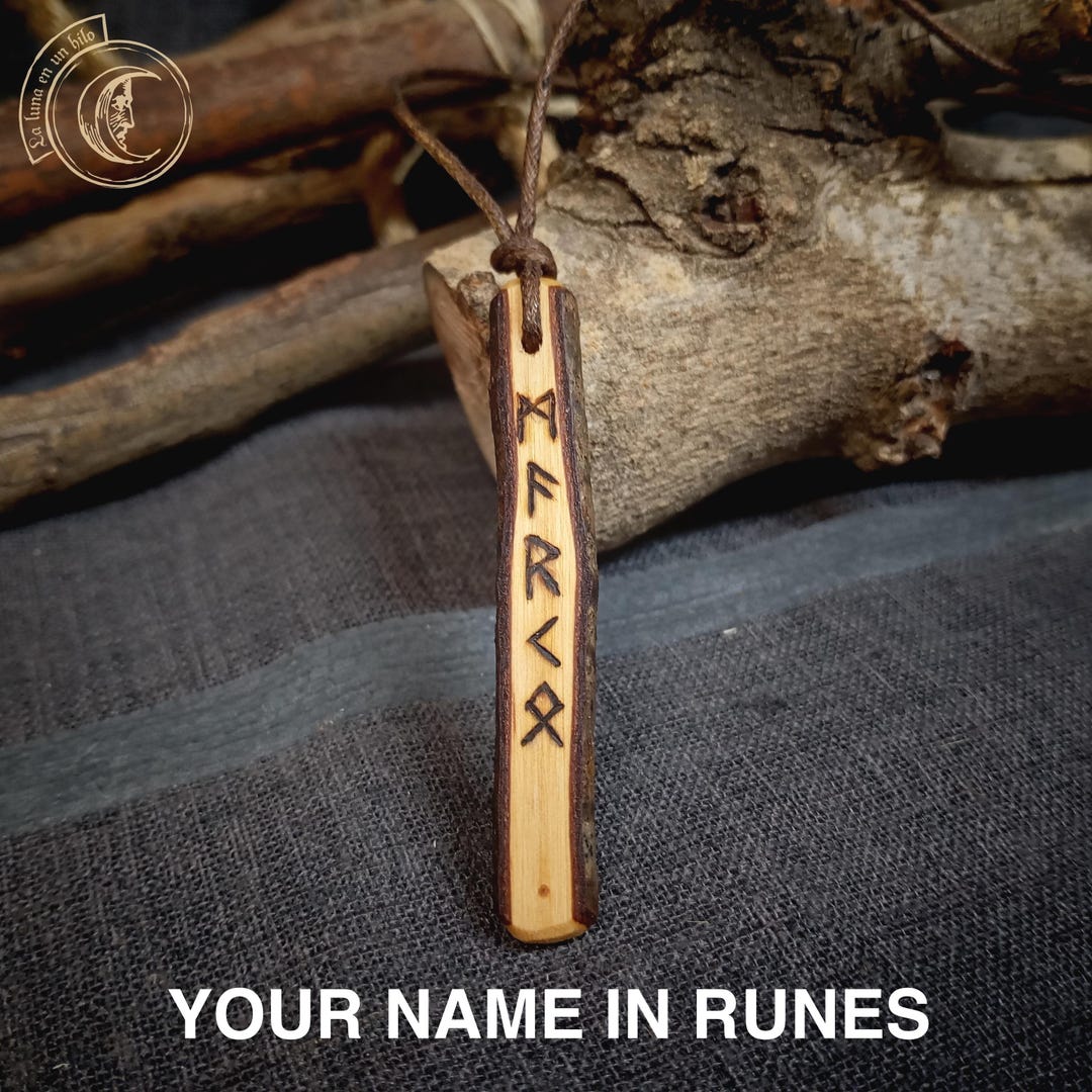 Chains Inscriped With Runes Custom Name Rune Necklace, Personalized Viking Runestick Pendant ...