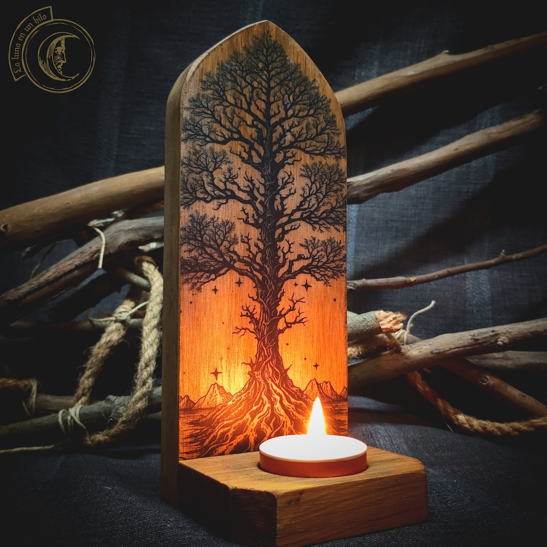 Yggdrasil, Tree of life - Wall Candle holder, Ritual Altar, gift, norse decor, viking, Asatru, Odin, candles, rustic, wisdom, cosmic tree
