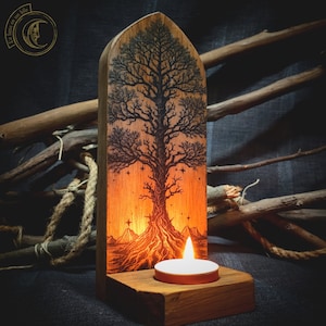 Yggdrasil, Tree of life - Wall Candle holder, Ritual Altar, gift, norse decor, viking, Asatru, Odin, candles, rustic, wisdom, cosmic tree
