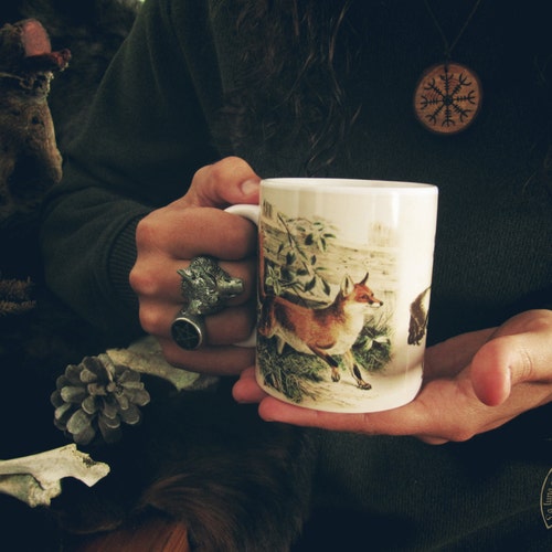 Vintage ceramic mug - Fox Anatomy -