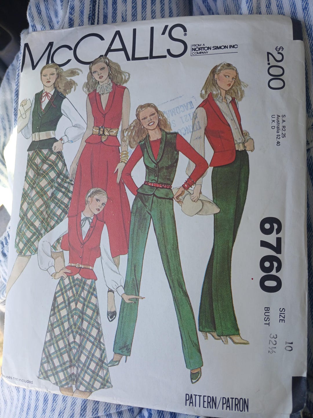Vintage 1970s PANTS PATTERN Wide Leg + Midi-skirt & Vest Mccall's #6760 ...