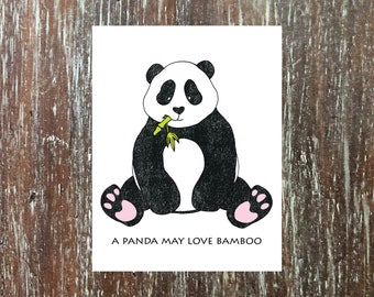 Carte d'amour de panda avec du bambou et d'adorables mégots de panda, parfaite pour un anniversaire, la Saint-Valentin ou à tout moment, carte de poème d'amour pour votre petit ami !