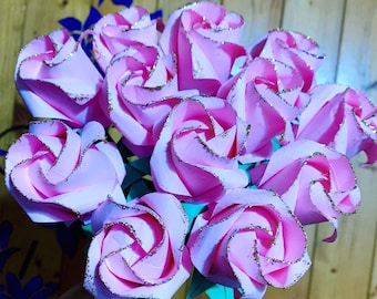 Dozen Origami paper Rose bouquet - perfect for anniversary, Valentine, wedding