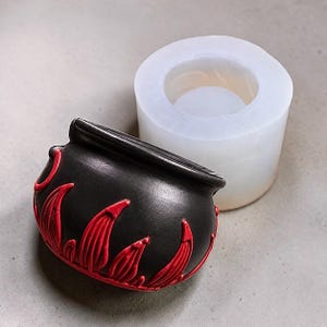 Silicone cauldron Mold - container planter mold - concrete resin wax mold