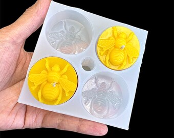 Silicone Tea light candle Mold - honeybee queen bee wax melt lotion bar mold - new version