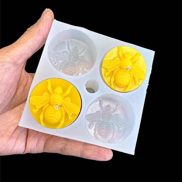Silicone Tea light candle Mold - honeybee queen bee wax melt lotion bar mold - new version