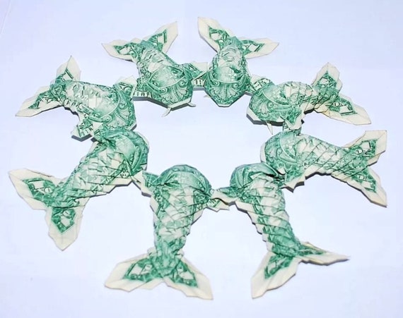 Money Origami Origami Fish Koi Fish Us Dollar Bill Fish Gift Fish Decor Fish Ornament Fish Accessary