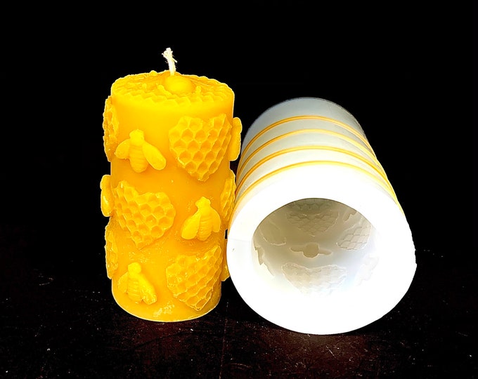 Silicone Honeybee Pillar Candle Mold Homemade 4 Etsy