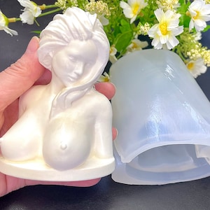 3D Silicone female torso mold - naked sexy woman statue - female bust candle soap resin mold - 3.75&quot;