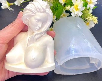 3D Silicone female torso mold - naked sexy woman statue - female bust candle soap resin mold - 3.75"